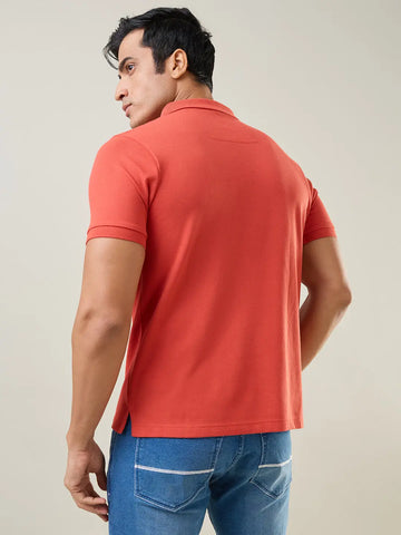 Rust Solid Polo T-Shirt Tim Paris