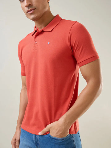 Rust Solid Polo T-Shirt Tim Paris