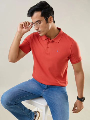Rust Solid Polo T-Shirt Tim Paris