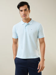 Sky Blue Solid Polo T-Shirt