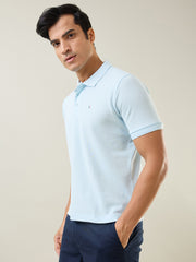 Sky Blue Solid Polo T-Shirt