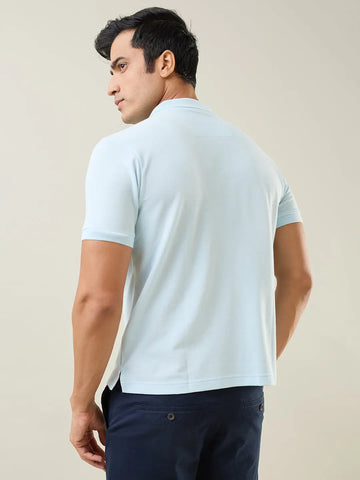 Sky Blue Solid Polo T-Shirt Tim Paris