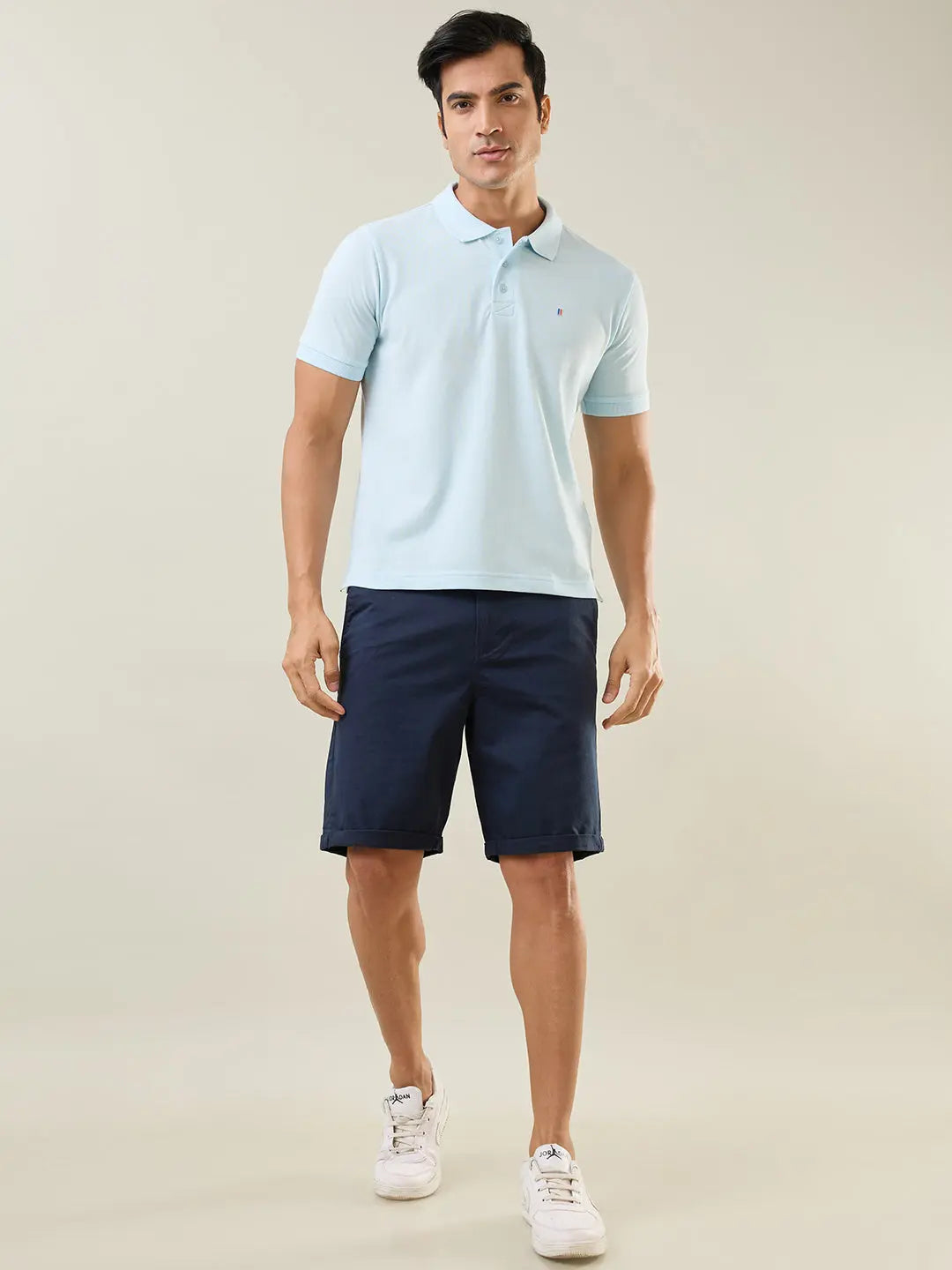 Sky Blue Solid Regular Fit T-Shirt TIM PARIS