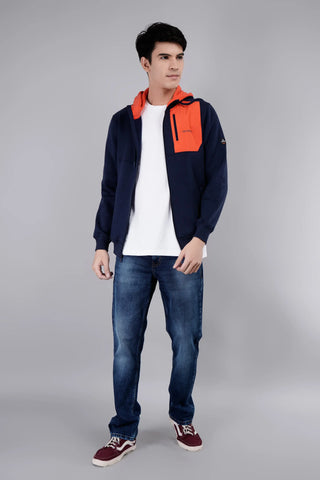 Dress Blue Full Sleeve Zipper Hoodie Tim Paris