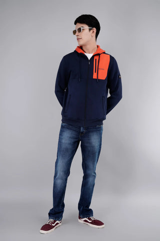 Dress Blue Full Sleeve Zipper Hoodie Tim Paris