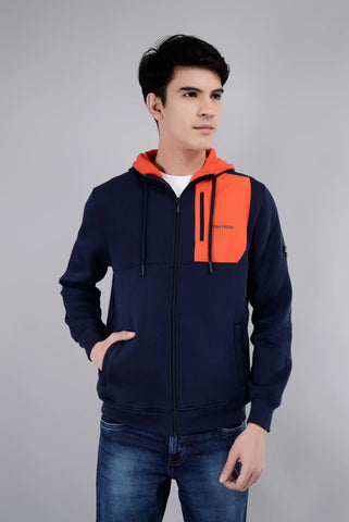 Dress Blue Full Sleeve Zipper Hoodie Tim Paris