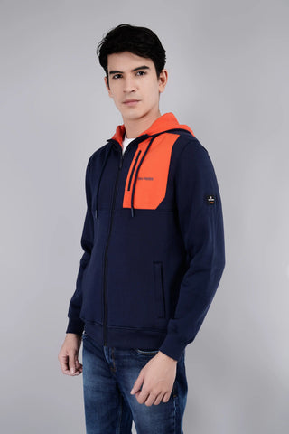 Dress Blue Full Sleeve Zipper Hoodie Tim Paris