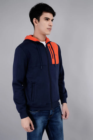 Dress Blue Full Sleeve Zipper Hoodie Tim Paris