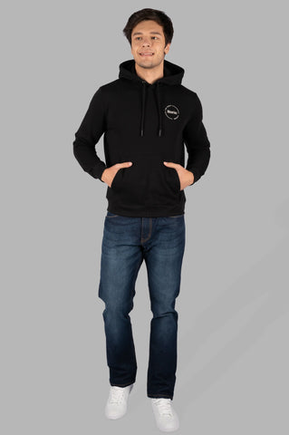 Black Printed Regular Fit Hoodie Tim Paris