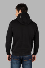 Black Printed Regular Fit Hoodie Tim Paris