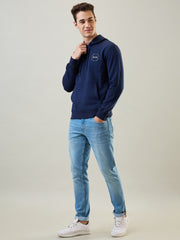 Dress Blue Printed Hoodie