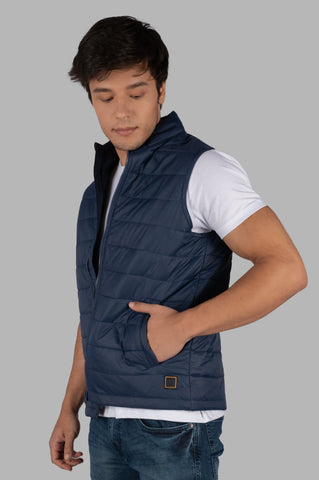 Navy Half Sleeve Casual Jacket Tim Paris