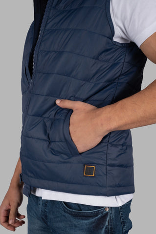 Navy Half Sleeve Casual Jacket Tim Paris