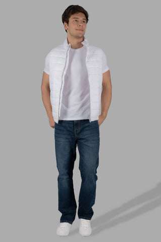 White Half Sleeve Casual Jacket Tim Paris