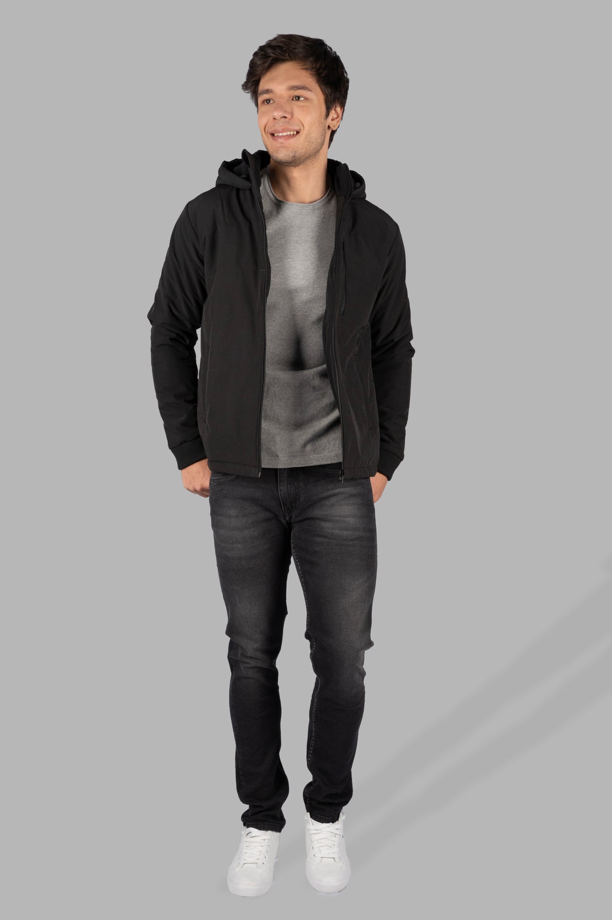 Men's Zipper Black Hoodie Winter Wear