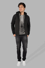 Men's Zipper Black Hoodie Winter Wear