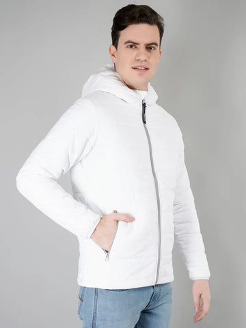White Solid Bomber Jacket Tim Paris