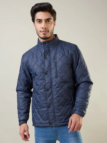 Navy Self Design Jacket Tim Paris