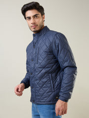 Navy Self Design Jacket