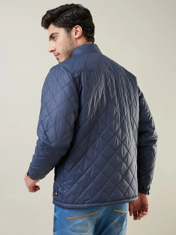 Navy Self Design Jacket Tim Paris