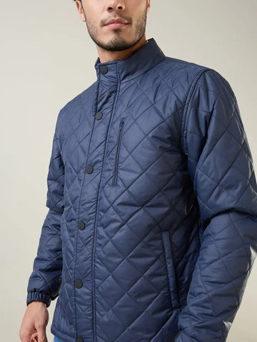 Navy Self Design Jacket Tim Paris
