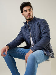 Navy Self Design Jacket