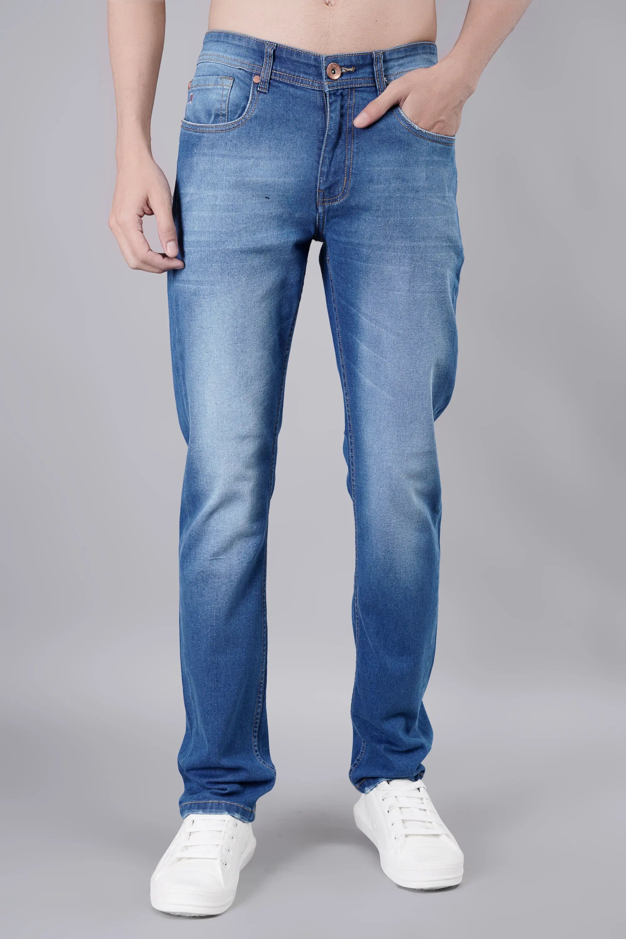 Medium Indigo Ferdinand Slim Tapered Jeans Tim Paris