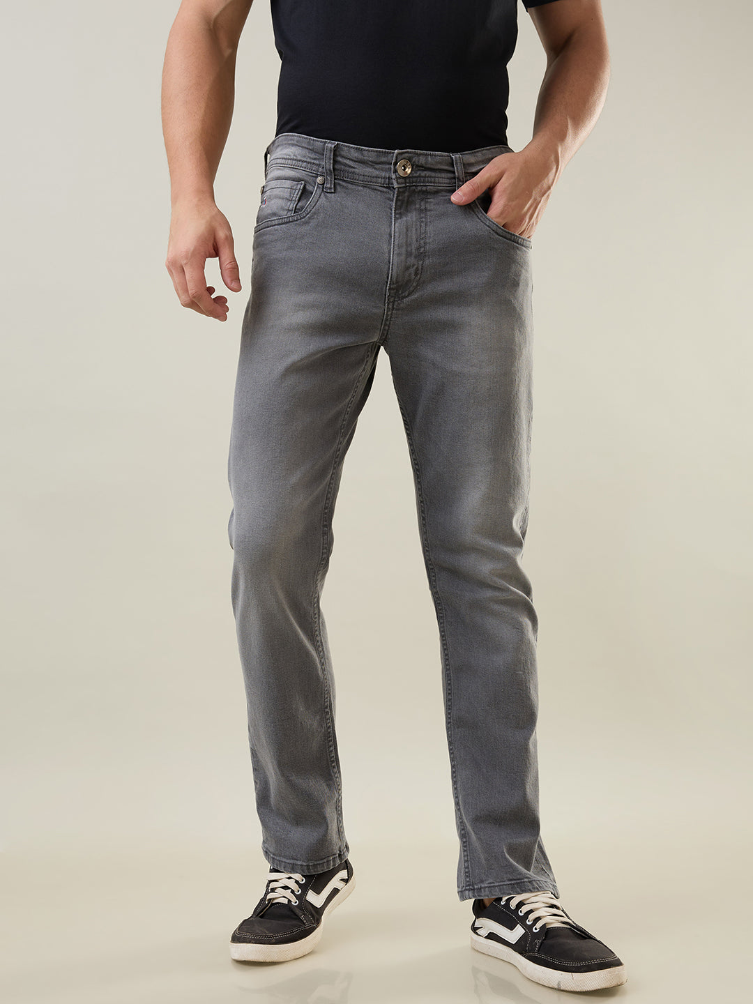 Medium Grey Parker Slim Straight Jeans