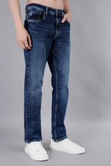 Enzyme Wash Parker Slim Straight Jeans