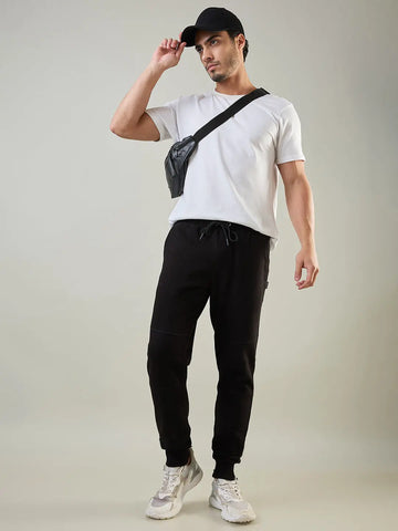 Black Ribbed Cuff Regular Fit Jogger TIM PARIS