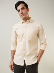 Beige Solid Regular Fit Shirt