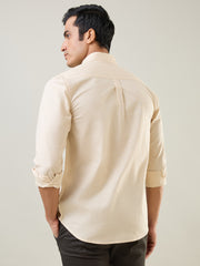Beige Solid Regular Fit Shirt