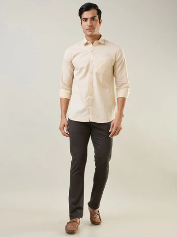 Beige Solid Regular Fit Shirt TIM PARIS