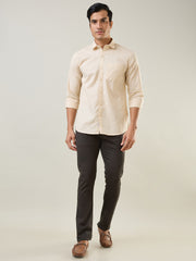 Beige Solid Regular Fit Shirt