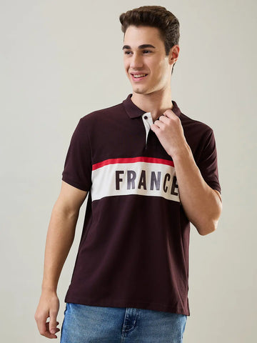 Brown Cut & Sew Regular Fit T-shirt Tim Paris