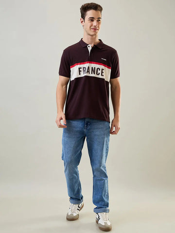 Brown Cut & Sew Regular Fit T-shirt Tim Paris