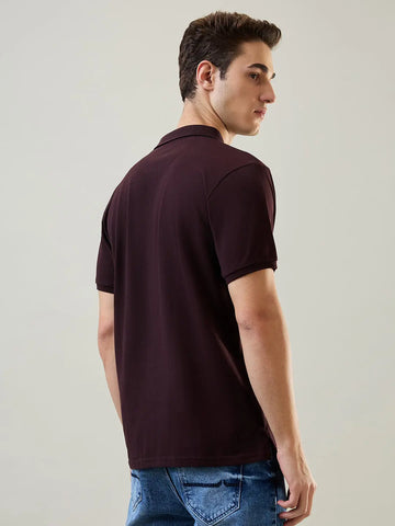 Brown Cut & Sew Regular Fit T-shirt Tim Paris
