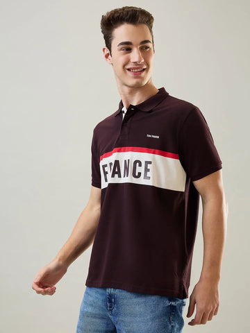 Brown Cut & Sew Regular Fit T-shirt Tim Paris
