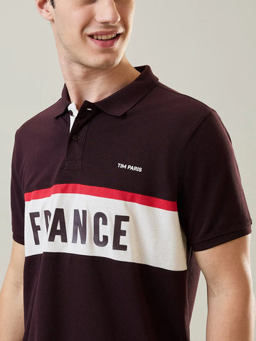 Brown Cut & Sew Regular Fit T-shirt Tim Paris