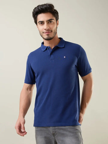 Navy Solid Regular Fit T-shirt Tim Paris