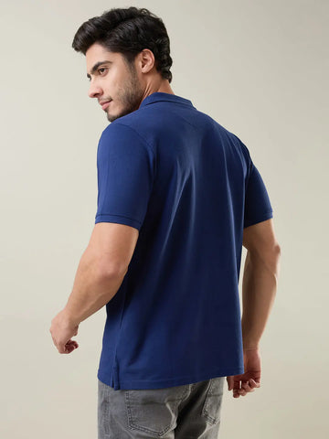 Navy Solid Regular Fit T-shirt Tim Paris