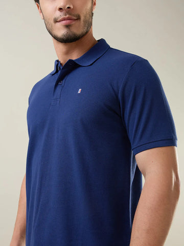 Navy Solid Regular Fit T-shirt Tim Paris