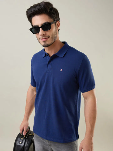 Navy Solid Regular Fit T-shirt Tim Paris