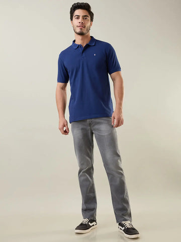Navy Solid Regular Fit T-shirt Tim Paris