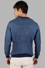 Dress Blue Round Neck Pullover
