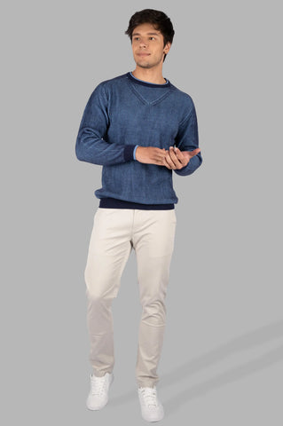 Dress Blue Round Neck Pullover Tim Paris