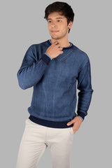 Dress Blue Round Neck Pullover