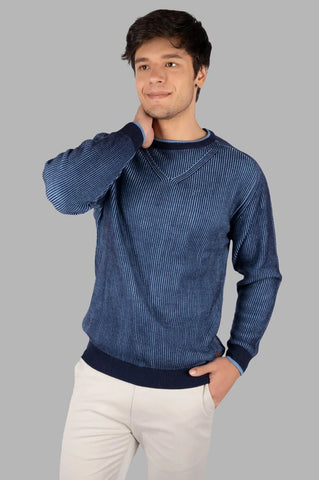 Dress Blue Round Neck Pullover Tim Paris