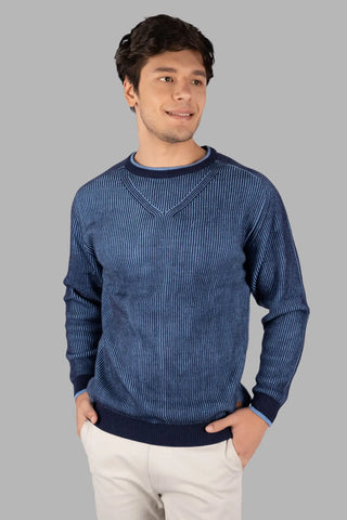 Dress Blue Round Neck Pullover Tim Paris