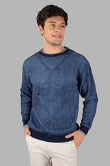 Dress Blue Round Neck Pullover